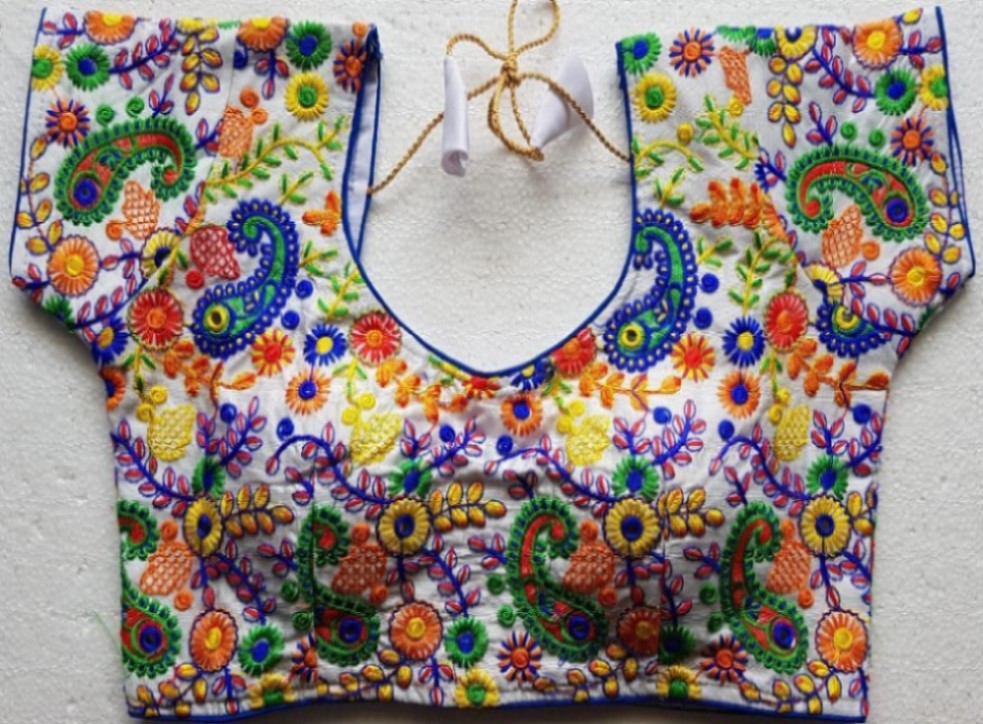 Heavy  Benglory Cotton Blouse with Kachhi embroidery work. - SVB Ventures